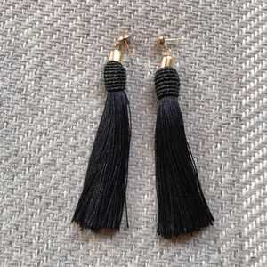 NEW black and gold tassel chic earrings